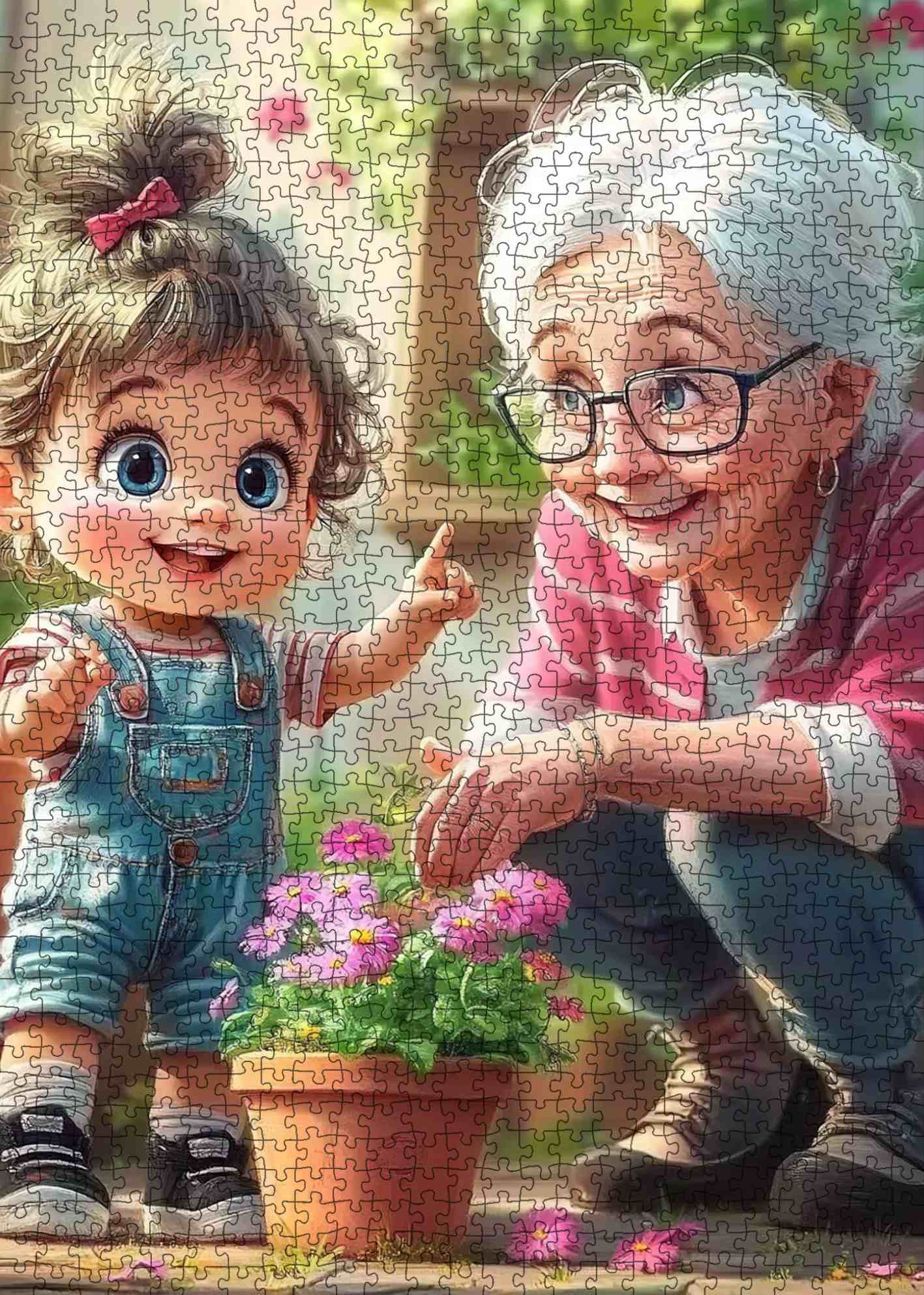 Grandma and Granddaughter Gardening Jigsaw Puzzle