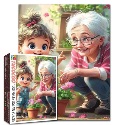 Grandma and Granddaughter Gardening Jigsaw Puzzle
