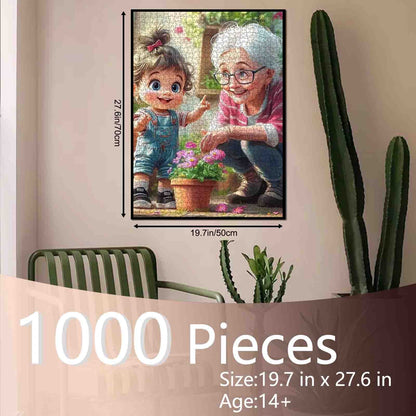 Grandma and Granddaughter Gardening Jigsaw Puzzle