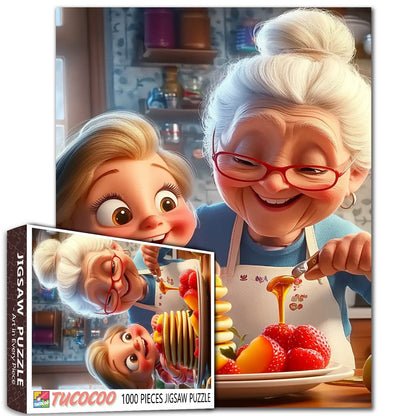 Grandma and Granddaughter Pancake Morning Jigsaw Puzzle