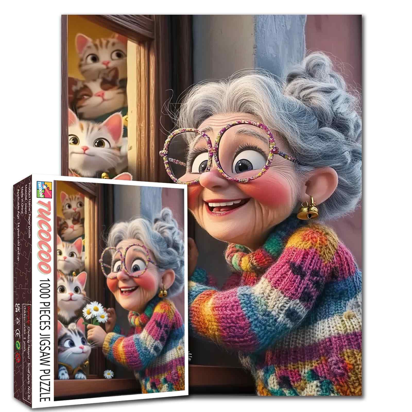 Grandma and Kittens Jigsaw Puzzle