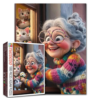 Grandma and Kittens Jigsaw Puzzle