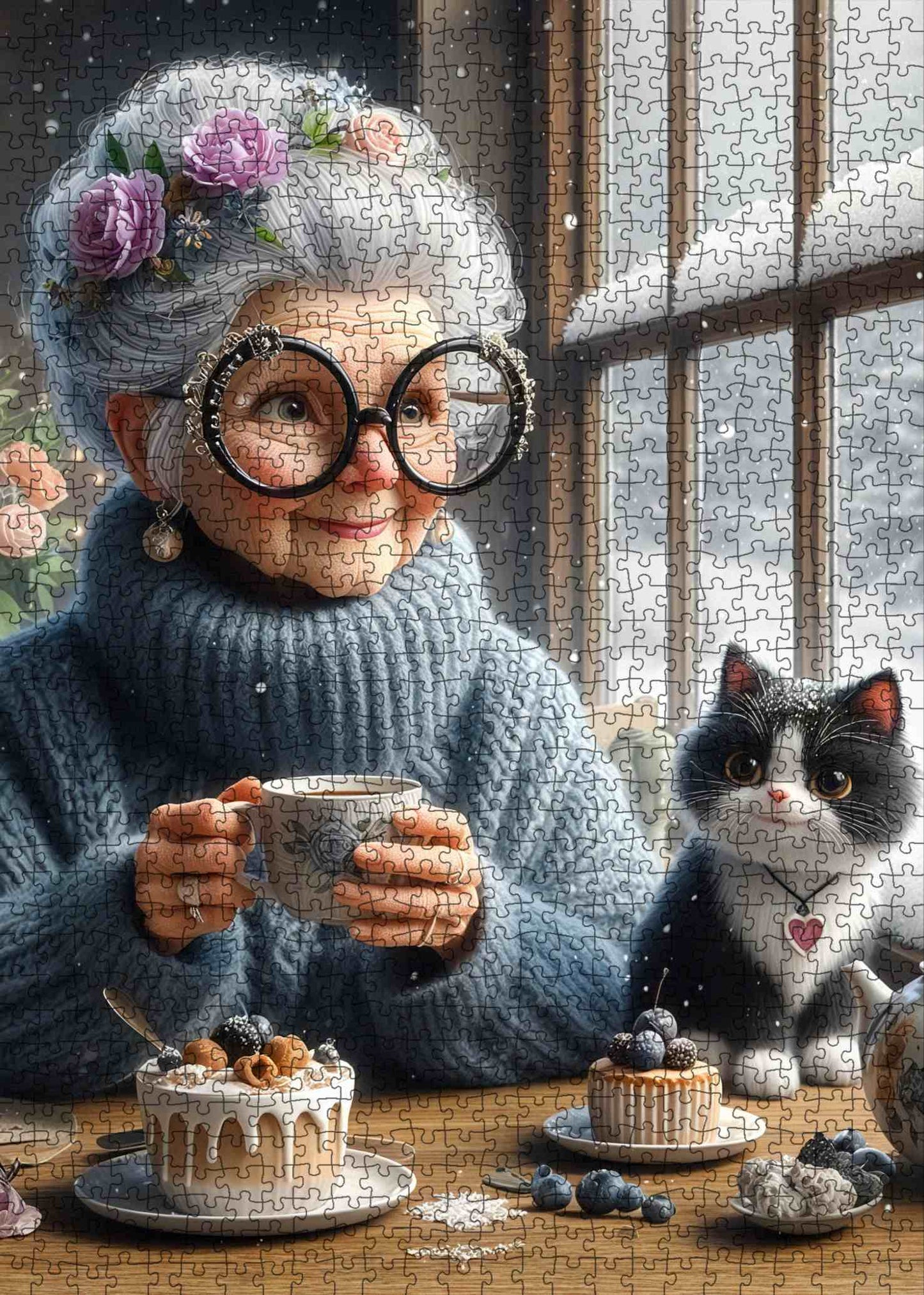 Grandmother Winter Tea Time Jigsaw Puzzle
