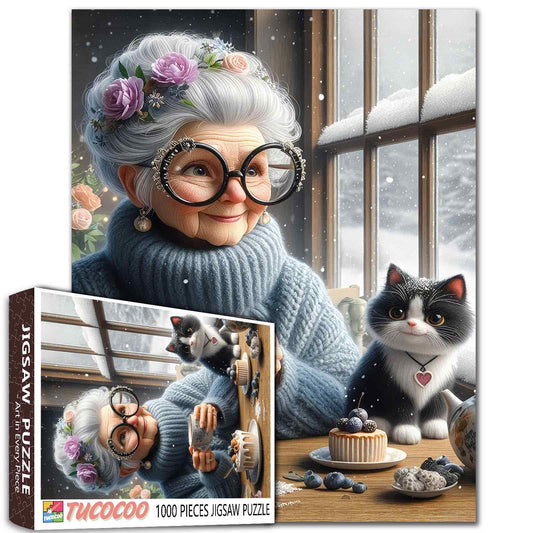 Grandmother Winter Tea Time Jigsaw Puzzle