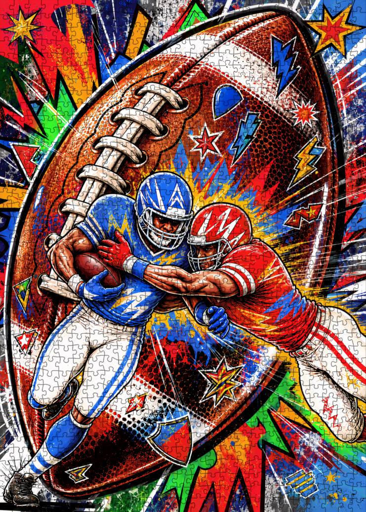Gridiron Clash Pop Art Jigsaw Puzzle