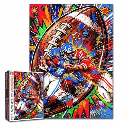 Gridiron Clash Pop Art Jigsaw Puzzle