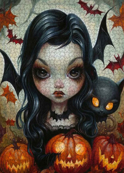 Halloween Bat Girl Jigsaw Puzzle