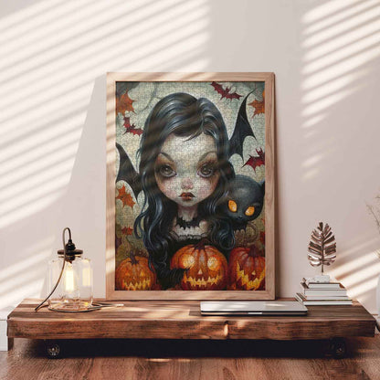Halloween Bat Girl Jigsaw Puzzle