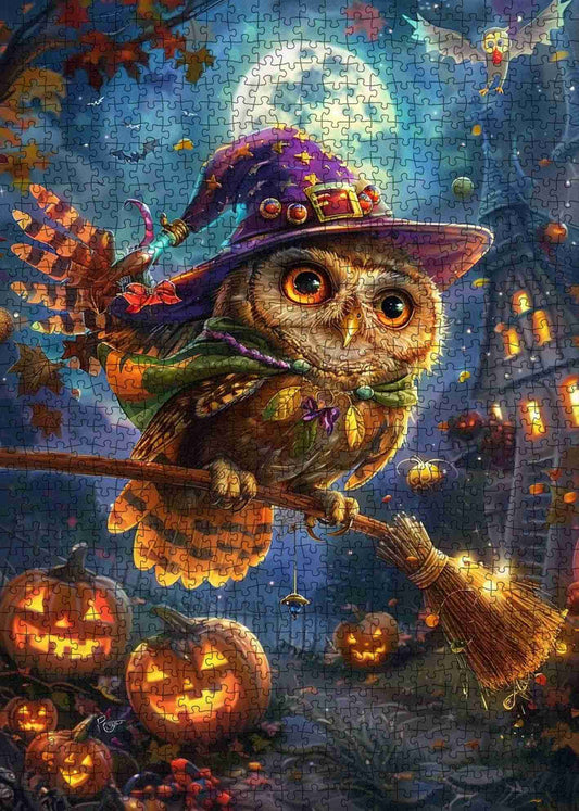 Halloween Wizard Owl under the Stars Jigsaw Puzzles