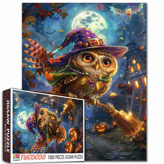 Halloween Wizard Owl under the Stars Jigsaw Puzzles