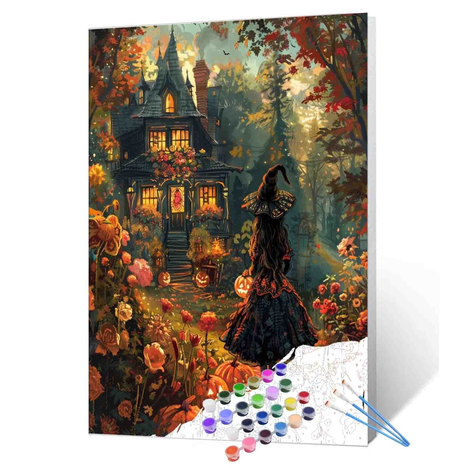 Halloween Castle witch Paint by Numbers – Tucocoo