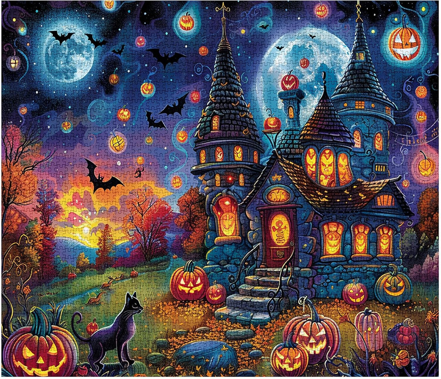 Halloween Night Bat Castle Jigsaw Puzzles