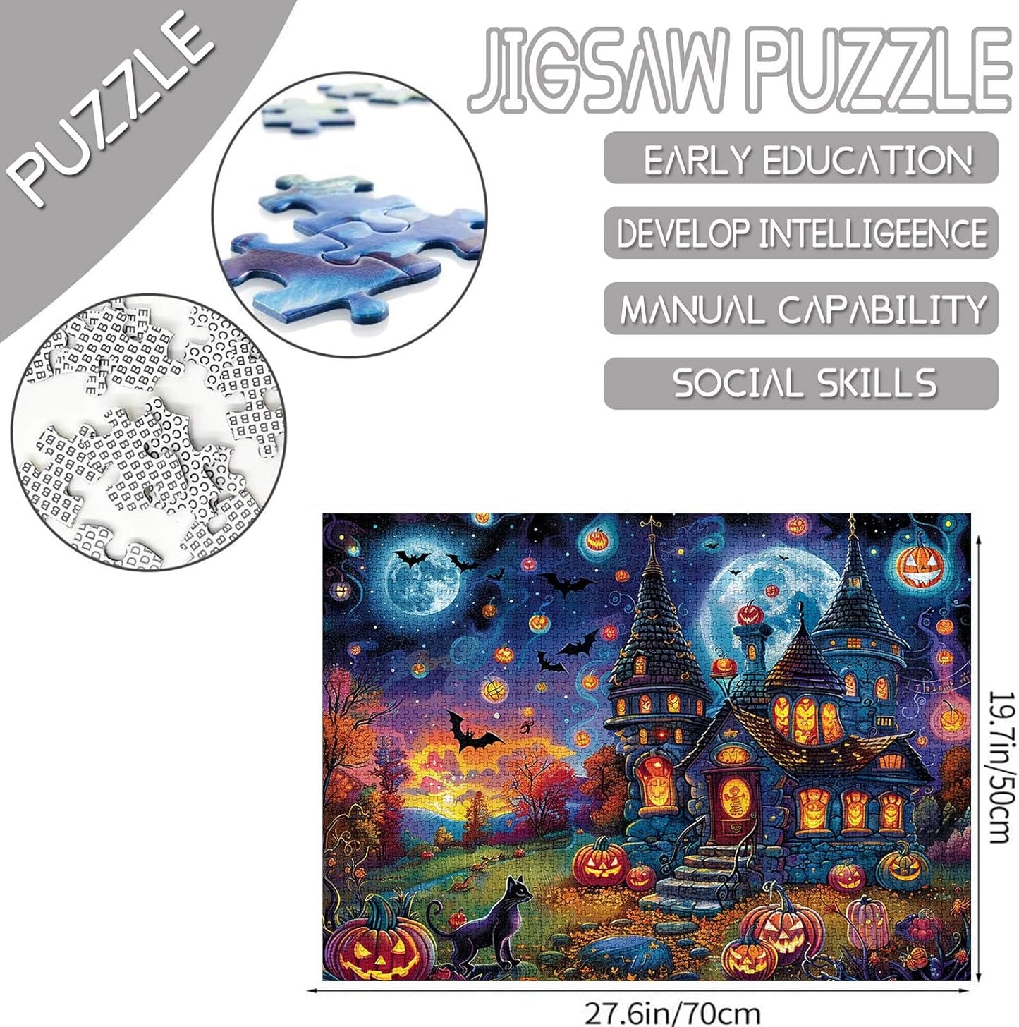 Halloween Night Bat Castle Jigsaw Puzzles