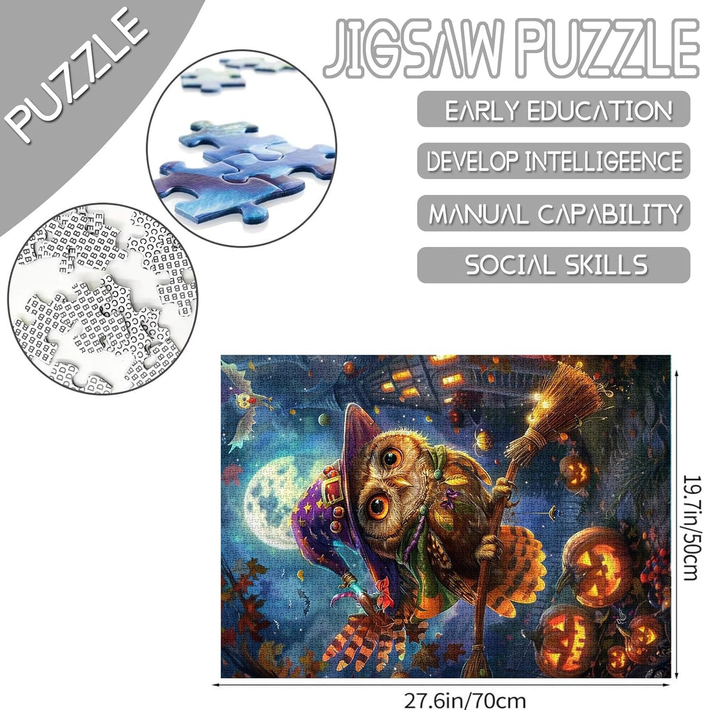 Puzzles Hibou sorcier d'Halloween sous les étoiles