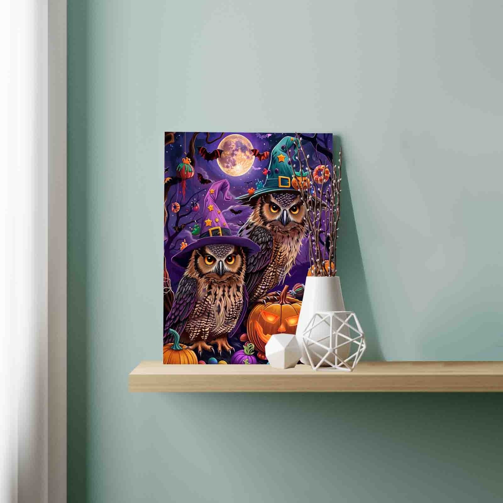 Halloween Owls with Candy Moonlight Paint by Numbers – Tucocoo