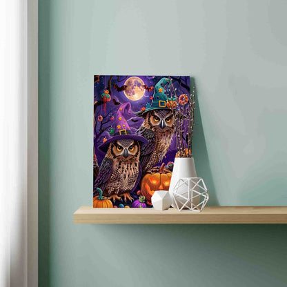 Halloween Owls with Candy Moonlight Paint by Numbers