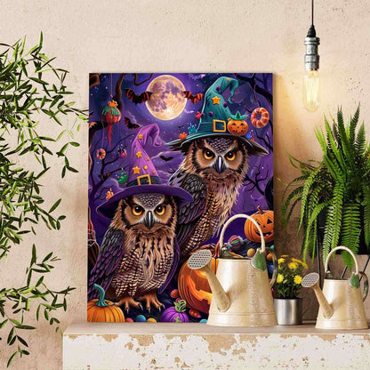 Halloween Owls with Candy Moonlight Paint by Numbers