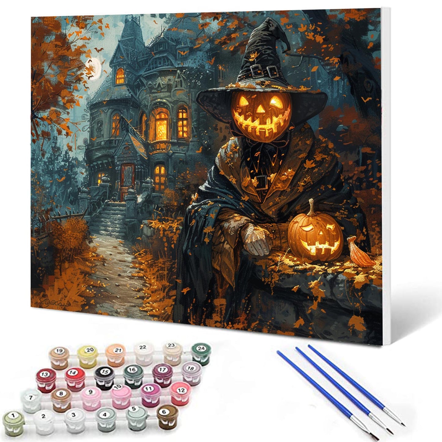 Halloween Scary Pumpkin Man Paint by Numbers