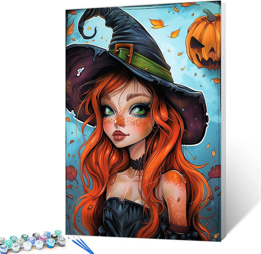 Halloween Red Hair Doll Girl Paint by Numbers