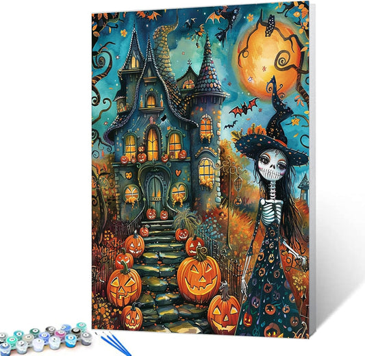 Halloween Girl Elf Witch Paint by Numbers