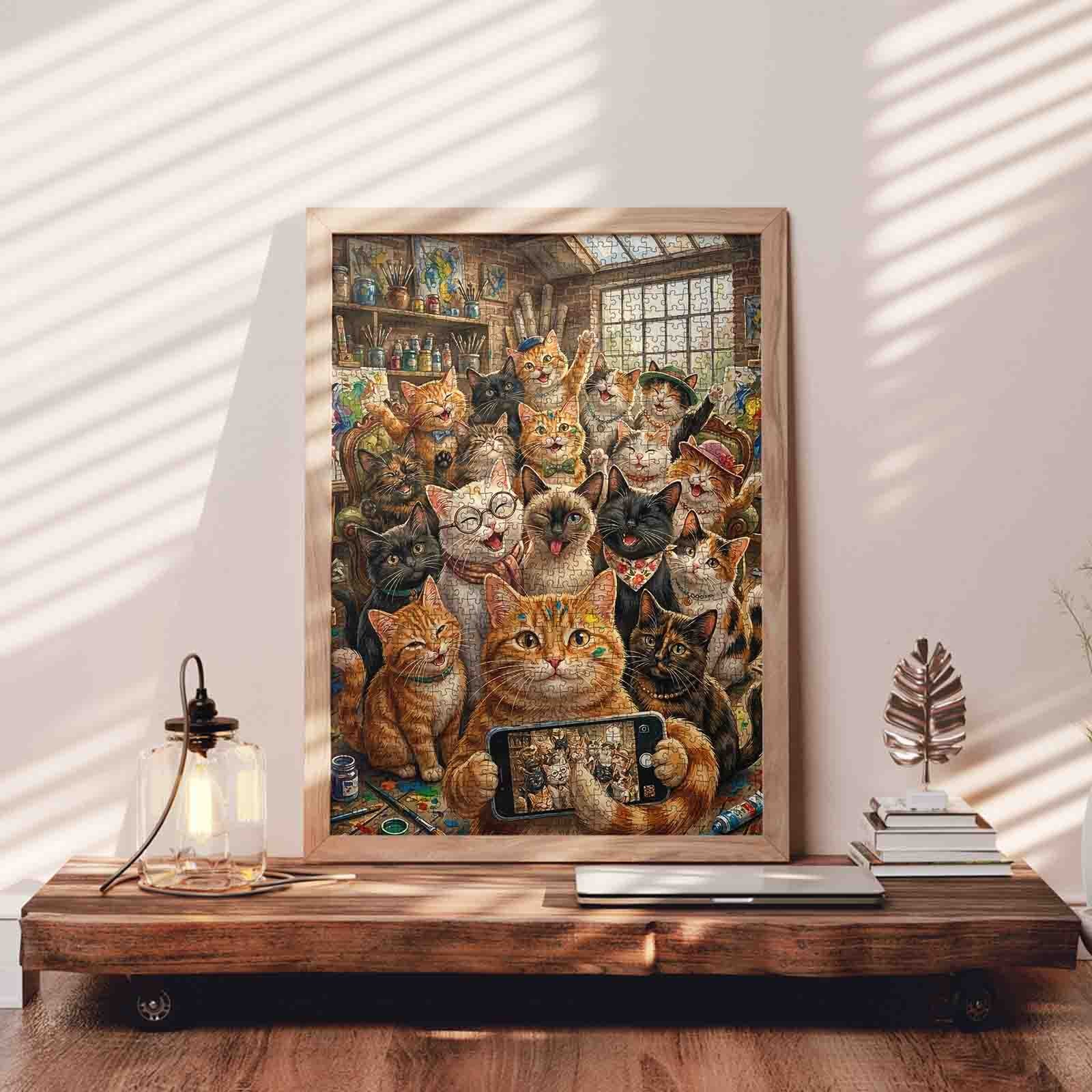 Happy Cat Selfie Art Studio Jigsaw Puzzle