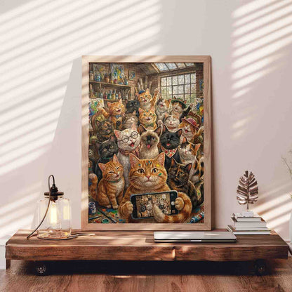 Happy Cat Selfie Art Studio Jigsaw Puzzle