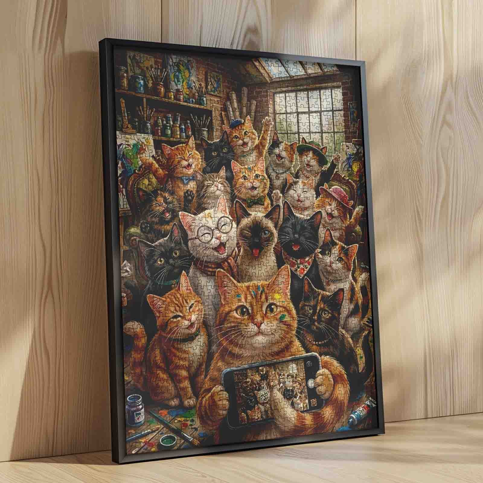 Happy Cat Selfie Art Studio Jigsaw Puzzle