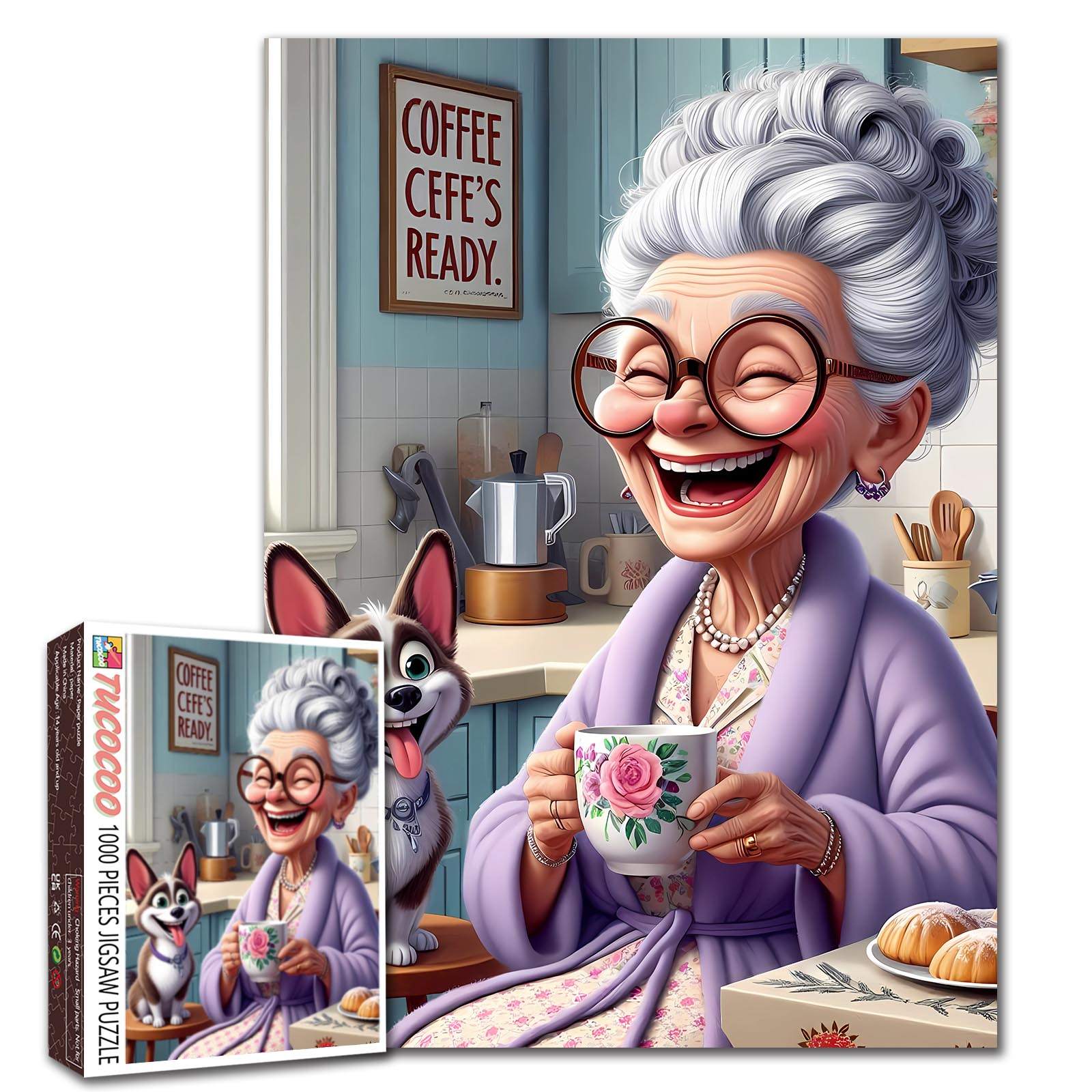 Happy Grandma Coffee Time Jigsaw Puzzle