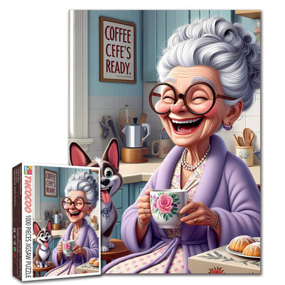 Happy Grandma Coffee Time Jigsaw Puzzle