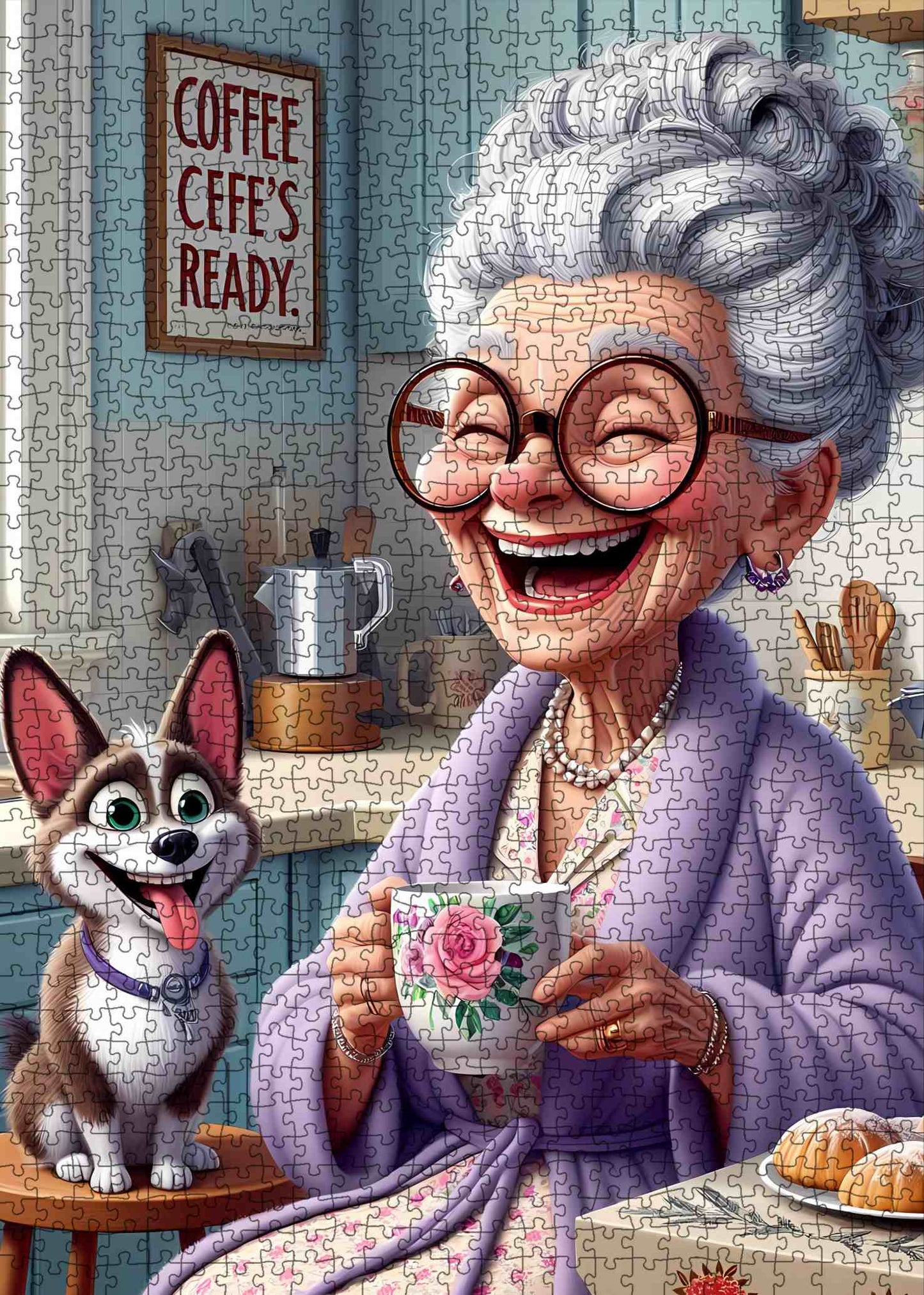 Happy Grandma Coffee Time Jigsaw Puzzle