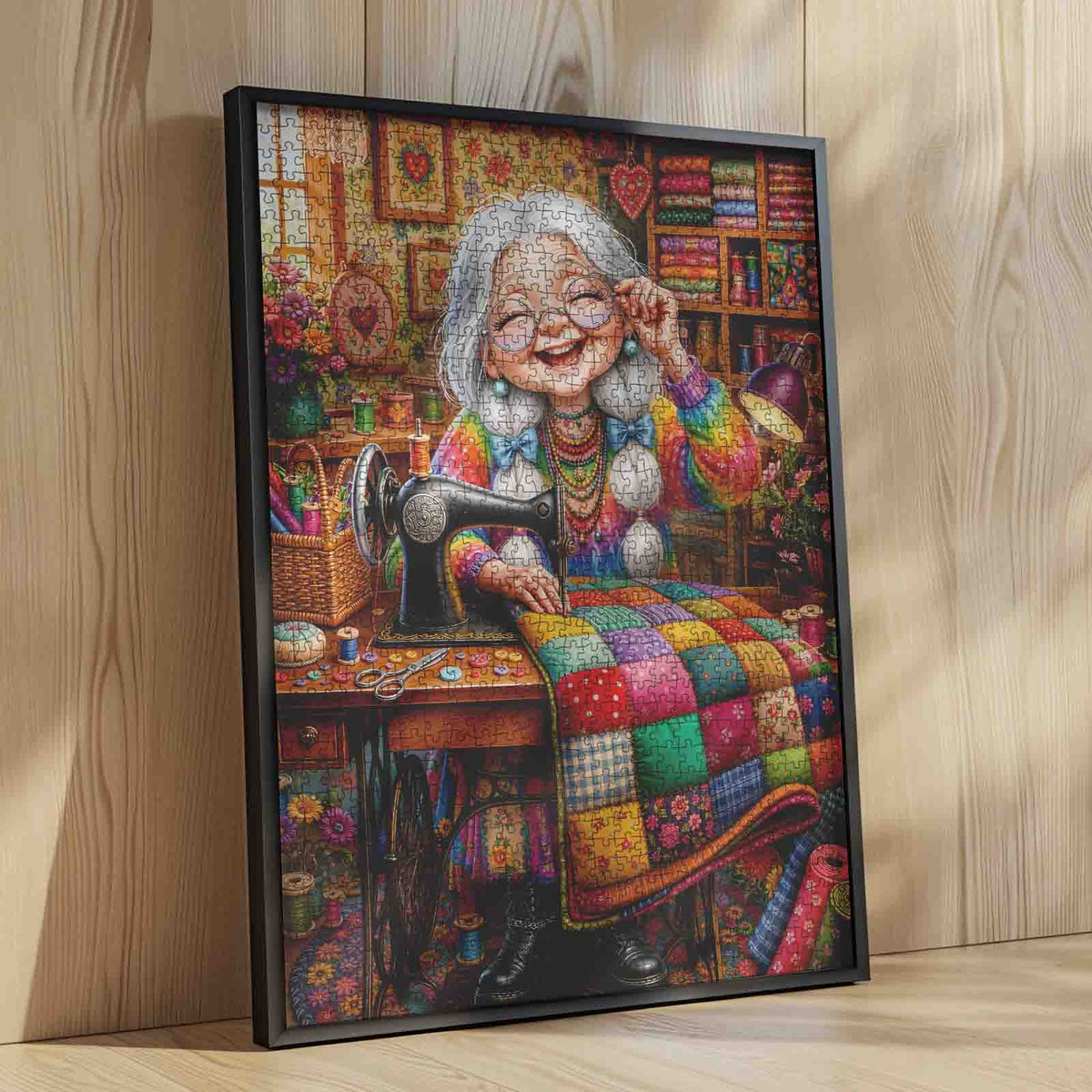 Happy Grandma Colorful Quilting Jigsaw Puzzle