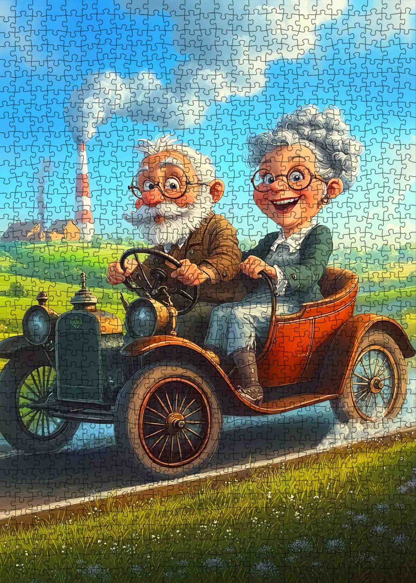 Happy Road Trip Grandma and Grandpa Jigsaw Puzzle