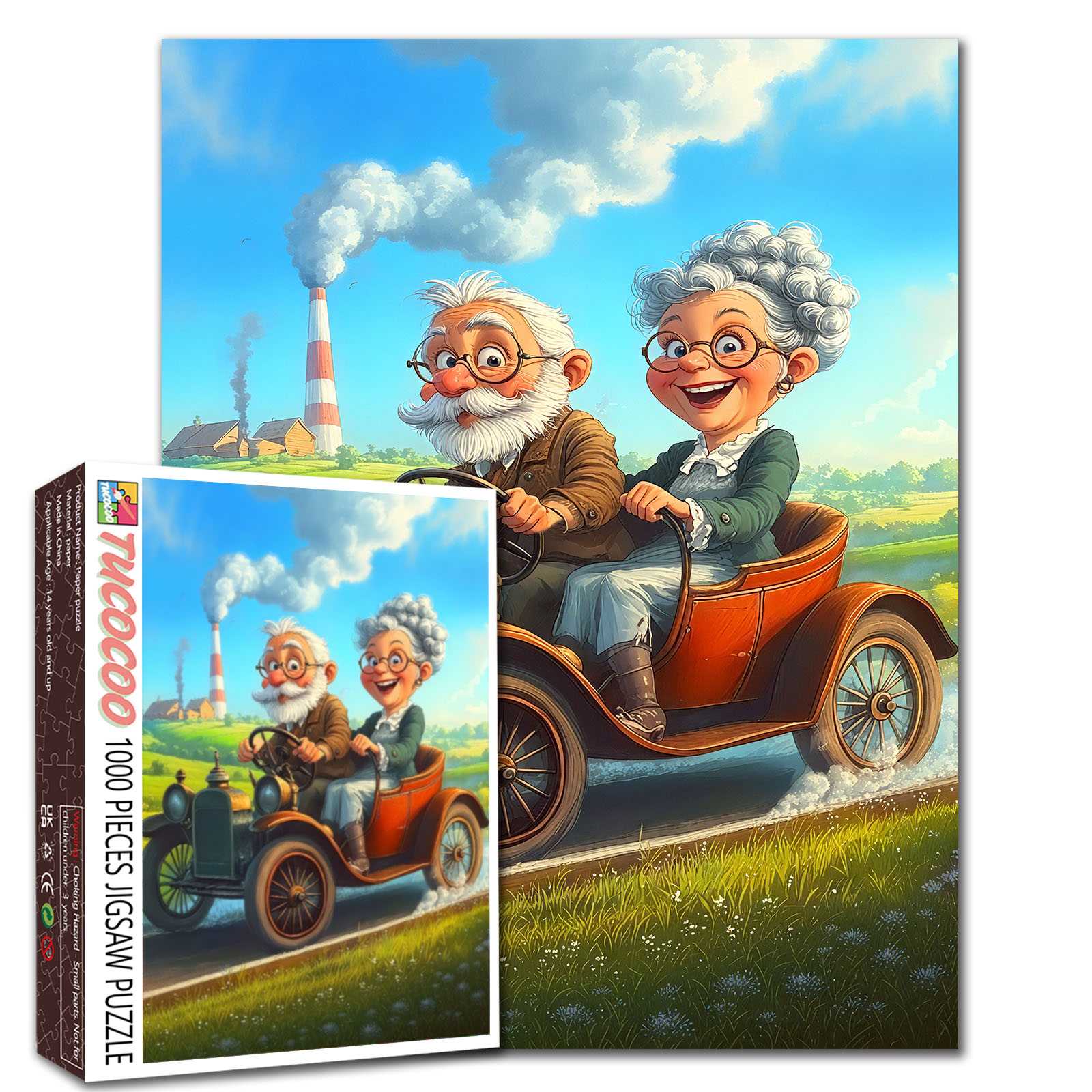 Happy Road Trip Grandma and Grandpa Jigsaw Puzzle – Tucocoo