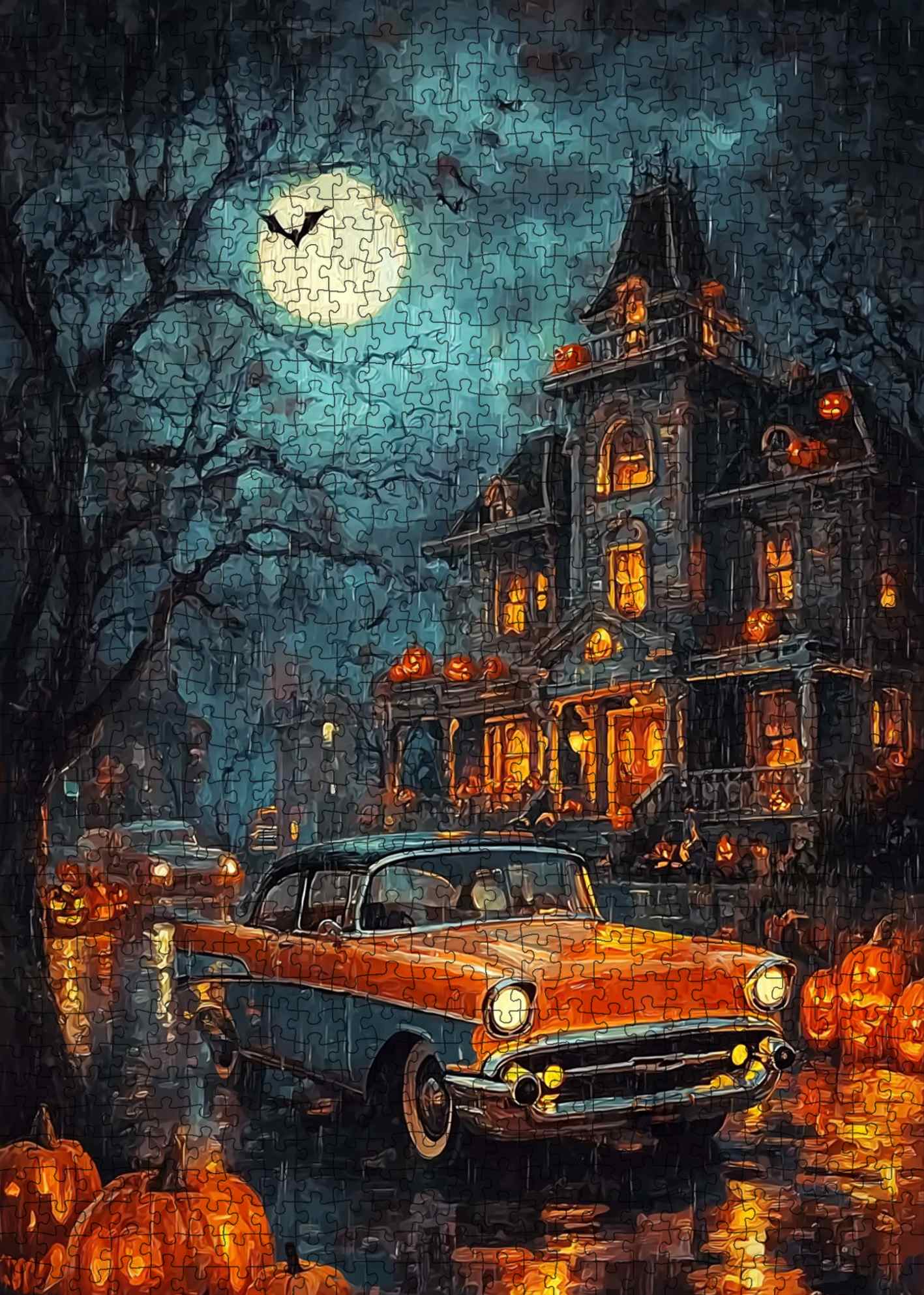 Haunted Drive Halloween Night Jigsaw Puzzle
