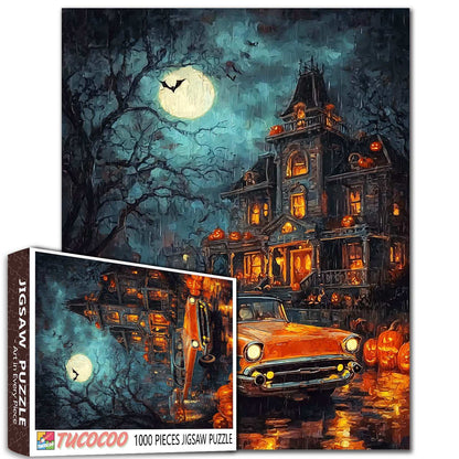Haunted Drive Halloween Night Jigsaw Puzzle