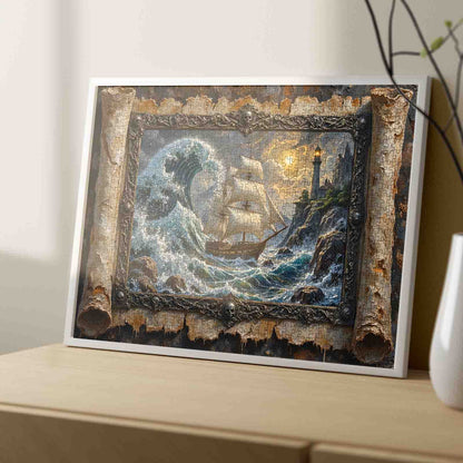 Haunted Ghost Wave Pirate Ship Lighthouse Jigsaw Puzzle