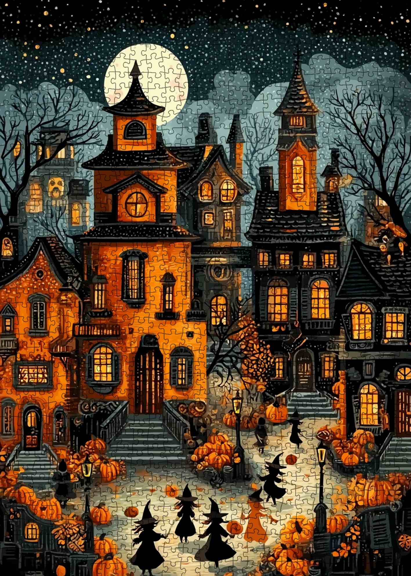Haunted Halloween Street Jigsaw Puzzle