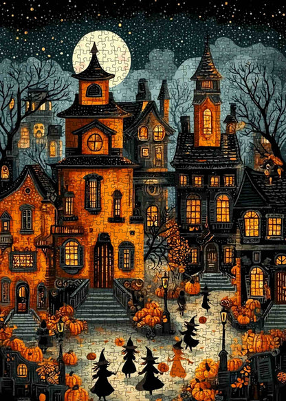Haunted Halloween Street Jigsaw Puzzle
