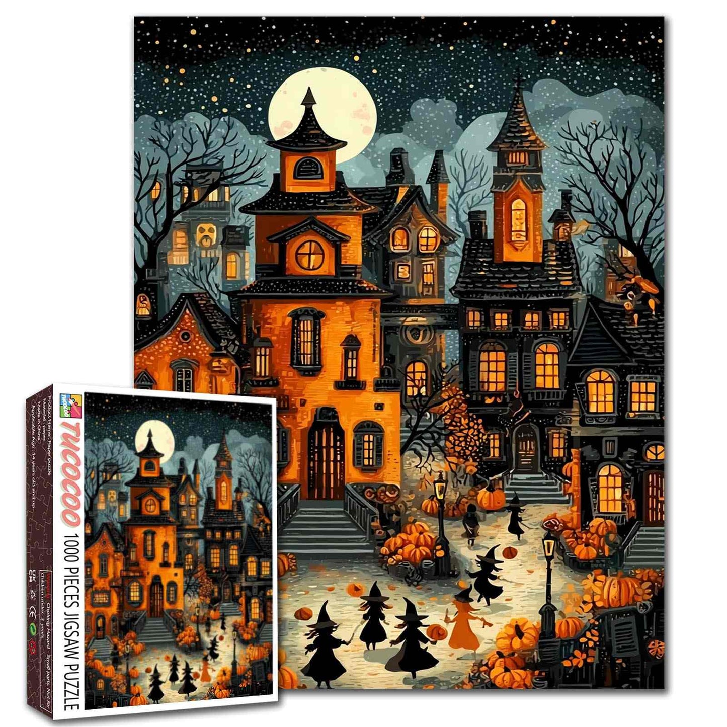 Haunted Halloween Street Jigsaw Puzzle