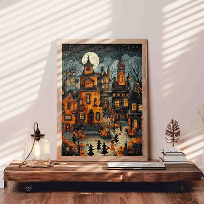 Haunted Halloween Street Jigsaw Puzzle