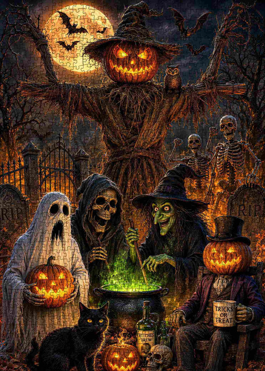 Haunted Pumpkin Gathering Jigsaw Puzzle
