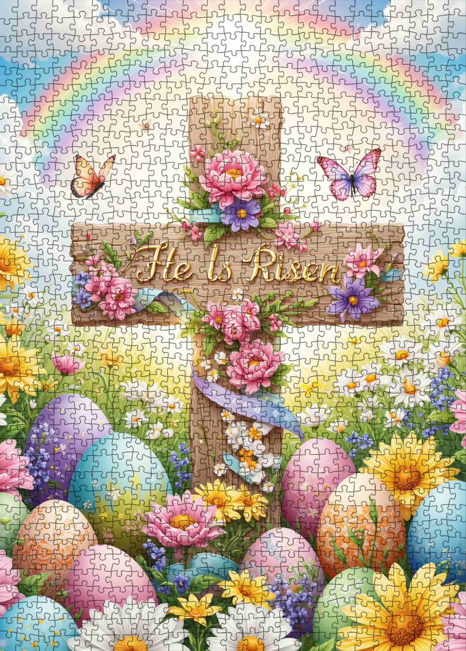 He Is Risen Easter Cross Jigsaw Puzzle