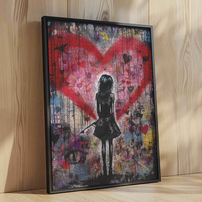 Heart-shaped Butterfly Graffiti Jigsaw Puzzle