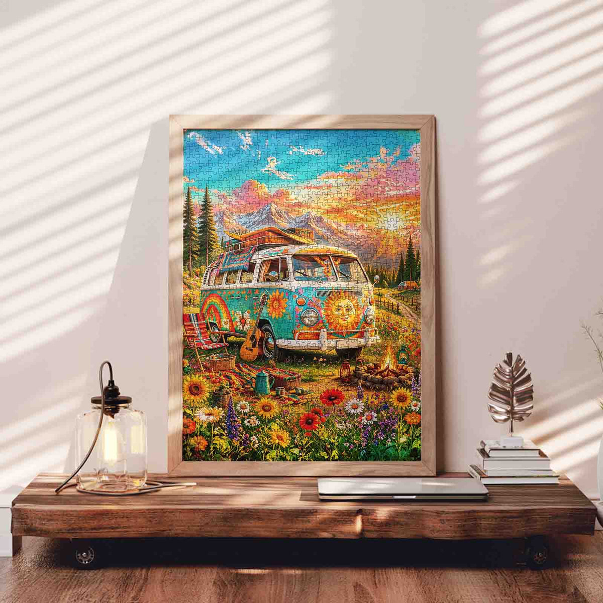 Hippie Camper Mountain Getaway Jigsaw Puzzle