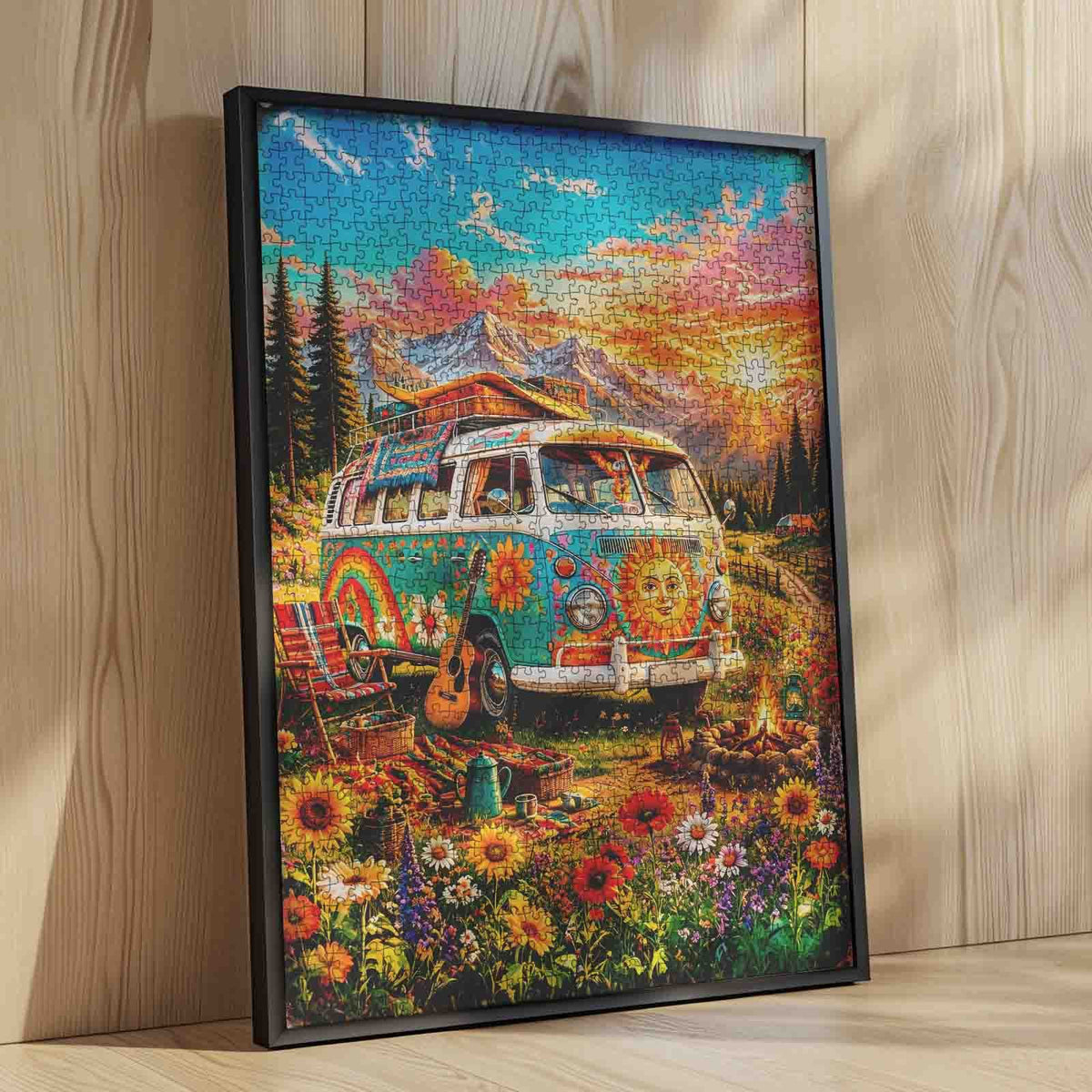Hippie Camper Mountain Getaway Jigsaw Puzzle
