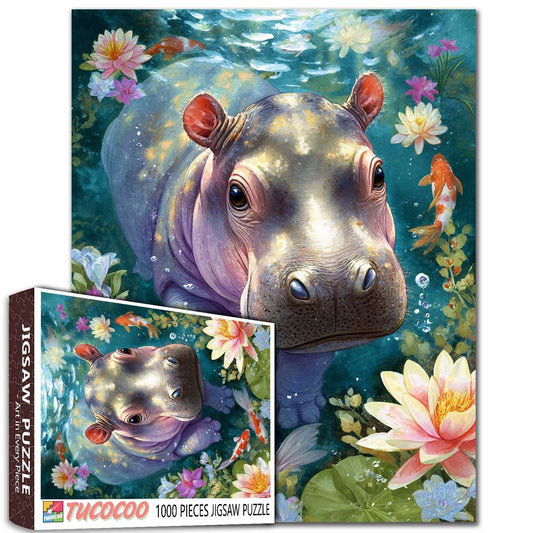 Hippo Pond Adventure Jigsaw Puzzle