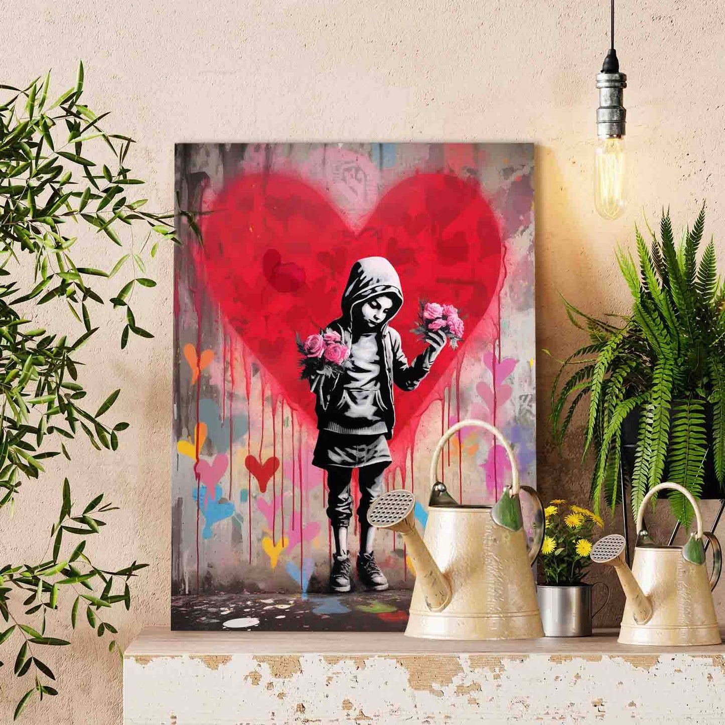 Hooded Girl with Pink Roses Paint by Numbers