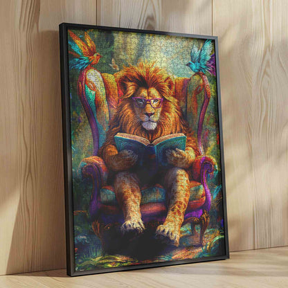 Intellectual Lion Reading Jigsaw Puzzle
