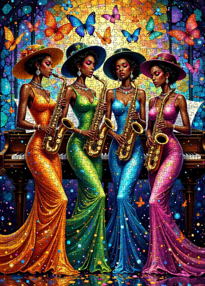 Jazz Saxophone Night Quartet Jigsaw Puzzle