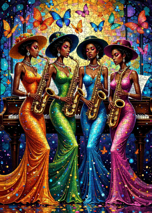 Jazz Saxophone Night Quartet Jigsaw Puzzle
